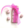 Chocolate wax bar with pink ribbon and three wax melts - easter eggs and bunny