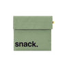 green square snack bag with the word snack. on the bottom left corner