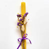Handmade lambada beeswax candle with glixia flowers and bunny tales
