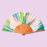 handmade fan with calm green leaves