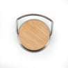 staineless steel lid with bamboo detail