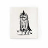 dishcloth on a white background. the design is of a fox dressed like a wizard holdind a magic wand