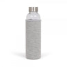 thermos-infuser bottle with grey neoprene sleeve on a white background