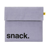 purple snack bag. there is the word snack in black letters on the bottom left corner