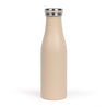 stainless steel insulated beige bottle on a white  background