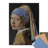vermeer's girl with pearl earring in a pixel art canvas
